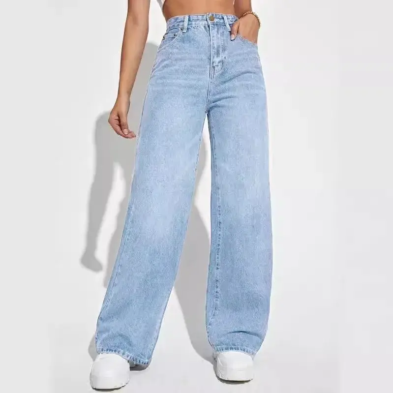 Women Jeans Denim Y2k Pants Wide Leg Long Pant High Waist Loose Casual Mom Straight Trousers Elegant Splice Autumn Winter 7