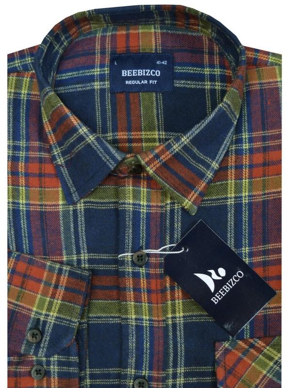 Beebizco Plaid Flannel Shirt Lumberjack Yarn Dyed Check Brushed 100% Cotton Menswear Checkered Checkered 3