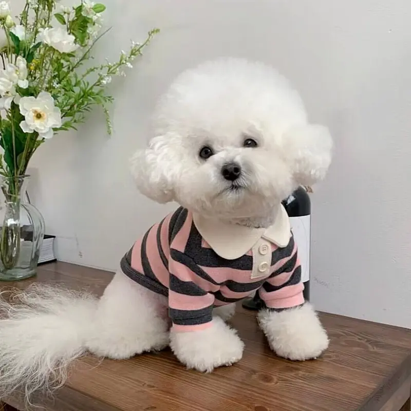 Pet Striped Polo Shirt for Dogs and Cats - Stylish and Comfortable