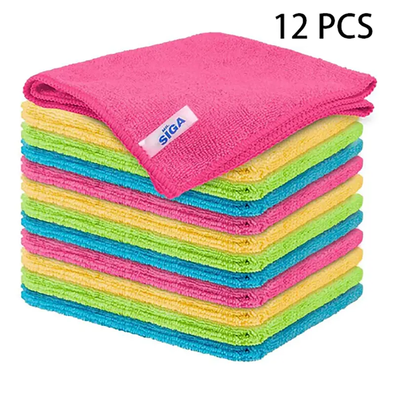 Lifeideas Microfiber Cotton Dishcloth Set, 8/12 PCS for Quick-Drying, Highly Absorbent Cleaning - Reusable Kitchen Essentials (4 Colors, 30×30CM) 0