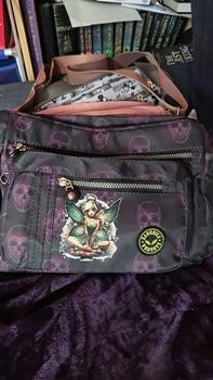 Product Review of Black With Skulls All over Print Large Satchel Cross Body from M**a 0