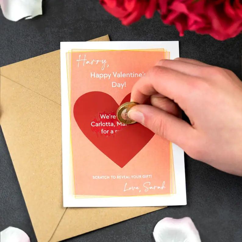 Personalised Valentines Day Scratch Card - Scratch To Reveal Your Gift -Couples Boyfriend Or Girlfriend Valentines Day Gift Idea 0