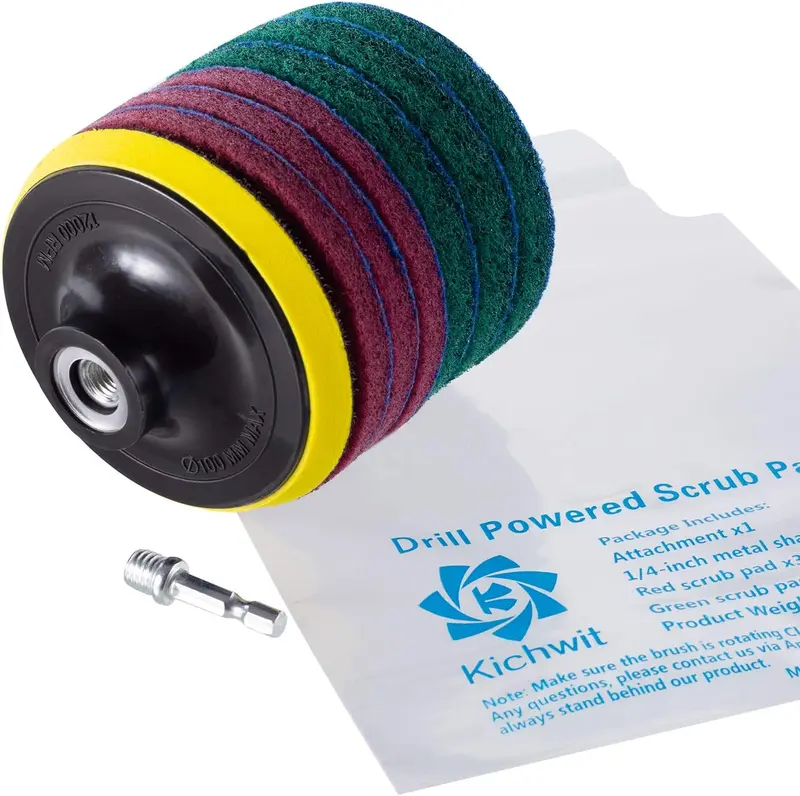 Kichwit 4 Inch Drill Power Scrubber Scouring Pads Cleaning Kit, Heavy Duty Household Cleaning Tool (Drill NOT Included) 3