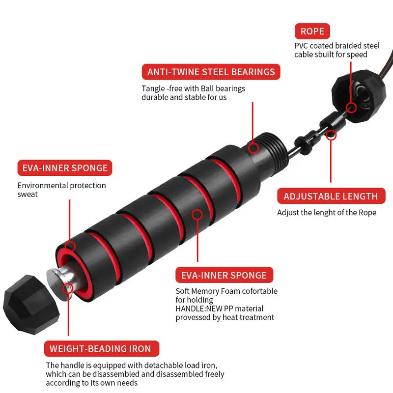 Adjustable Adult Skipping Rope Gym Fitness Boxing Speed Exercise Jump Workout UK 3
