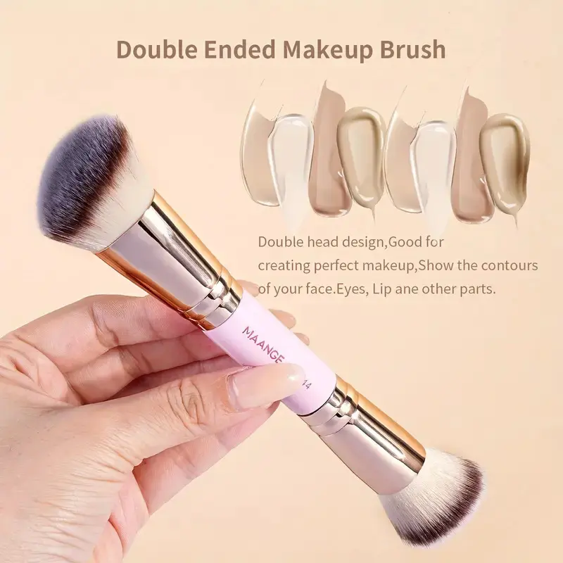 MAANGE 1PCS Foundation Makeup Brushes Double-Ended Contour Makeup Brush for Blending Liquid Cream Powder Cosmetic Make Up Tool