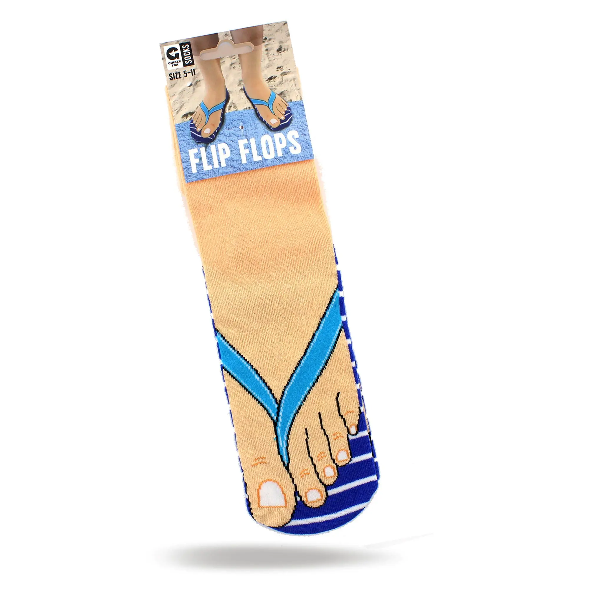 Novelty Blue Flip Flop Socks - Joke Present - Adult Shoe Size 5-11 Menswear Underwear | Birthday and Secret Santa Stocking Filler Gift | Summer Vibes Biker