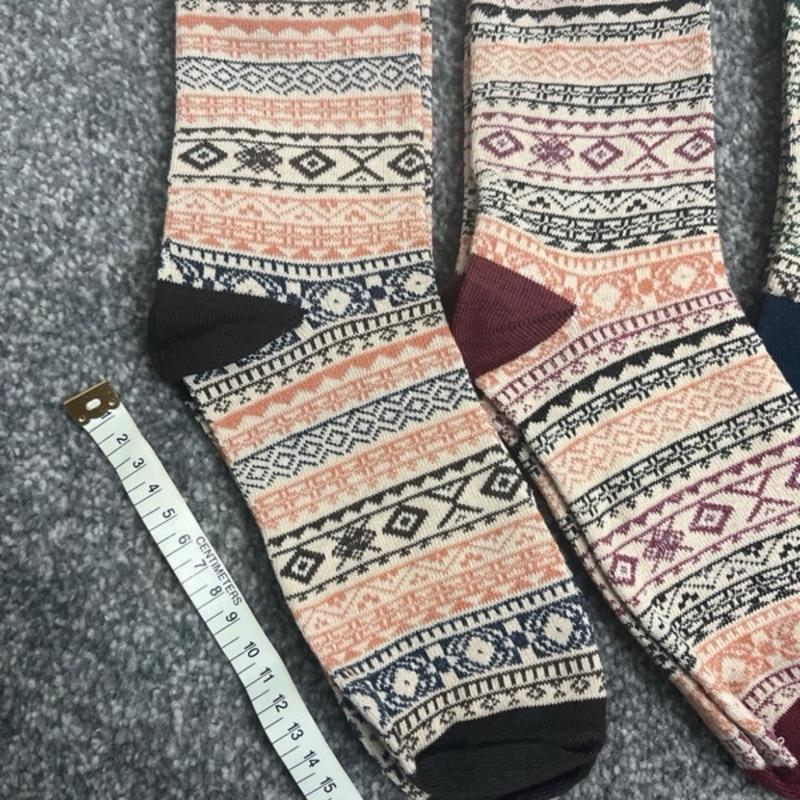 5 pair of geometric pattern socks, thick & warm unisex 3