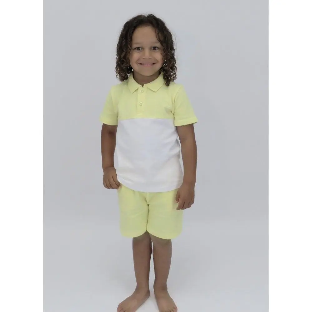 HARRIS KIDS "Dawson" Boys Plain Polo Short Set - Lemon