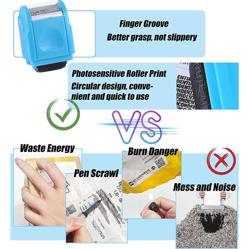 Identity Theft Stamp Identity Guard Roller Stamp Wide Rolling Security Stamp Includ Refills Confidential Stamp Secure Confidential ID Blackout Security Anti Theft and Privacy Safety 4
