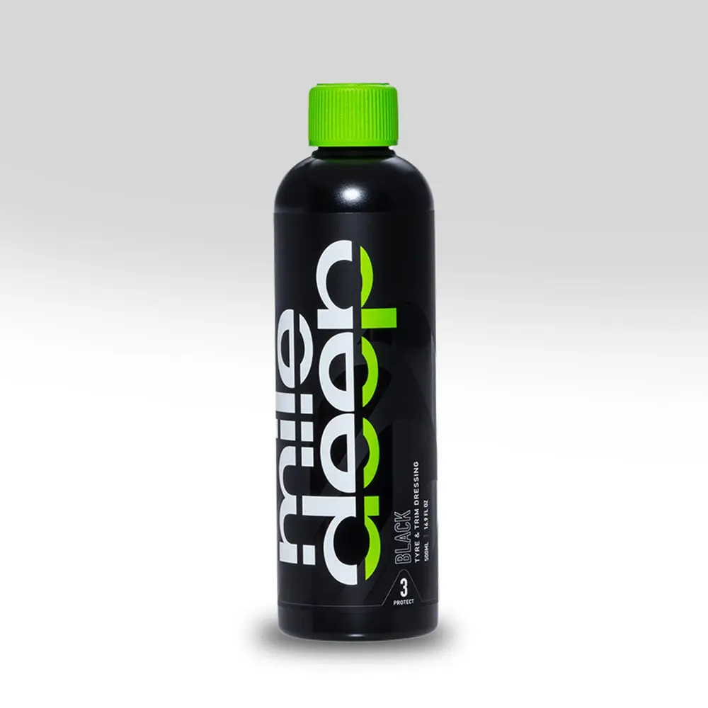 BLACK, Tyre & Trim Gel, Deep Gloss Gel Formula, Anti-Sling, Long Lasting Gloss, mile deep