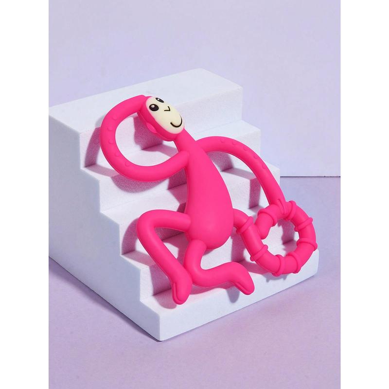 1pc Baby Silicone Teether Baby Teether Dancing Monkey Teether Maternal And Infant Products Biting Joy Baby Gift Rose Red 3