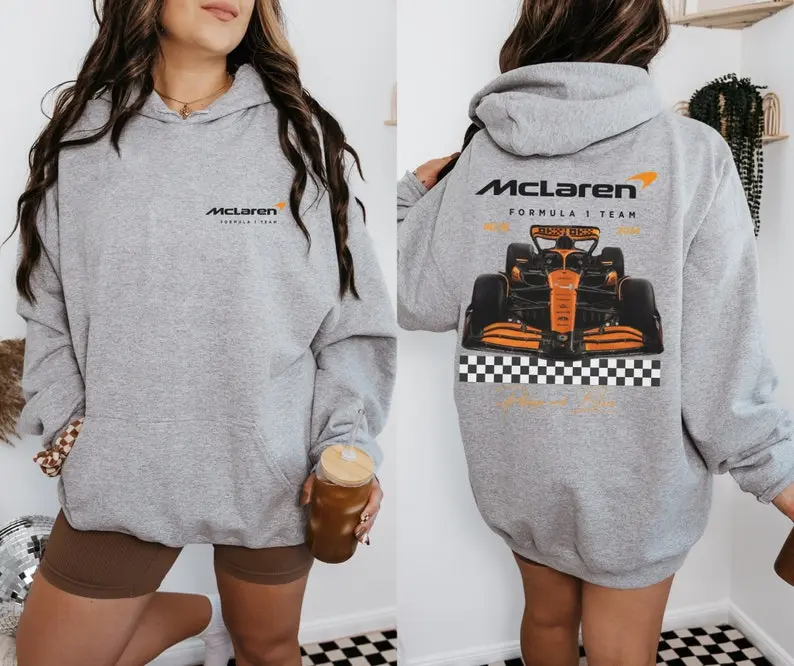 Mclaren 2024 Formula One Hoodie Heavy Blend Unisex Sweatshirt F1 Lando Norris Oscar Piastri Gift F1 driver Inspire Aesthetic Racing Clothing Double sided Printed, Abercrombie hoodie, Various colors and sizes, drop shoulder fit