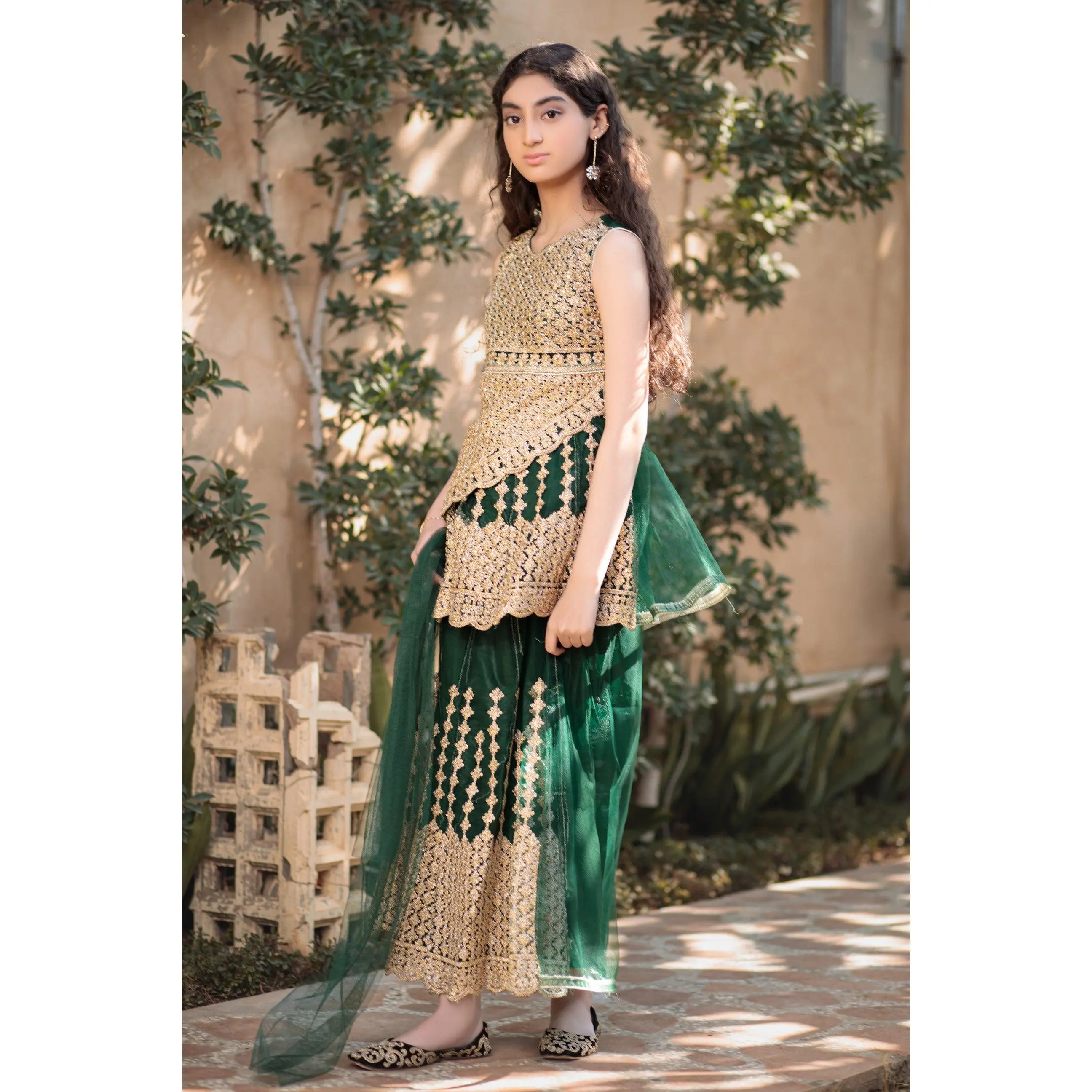 Racing Green Lehnga Outfit Dress Matching Shirt Womenswear