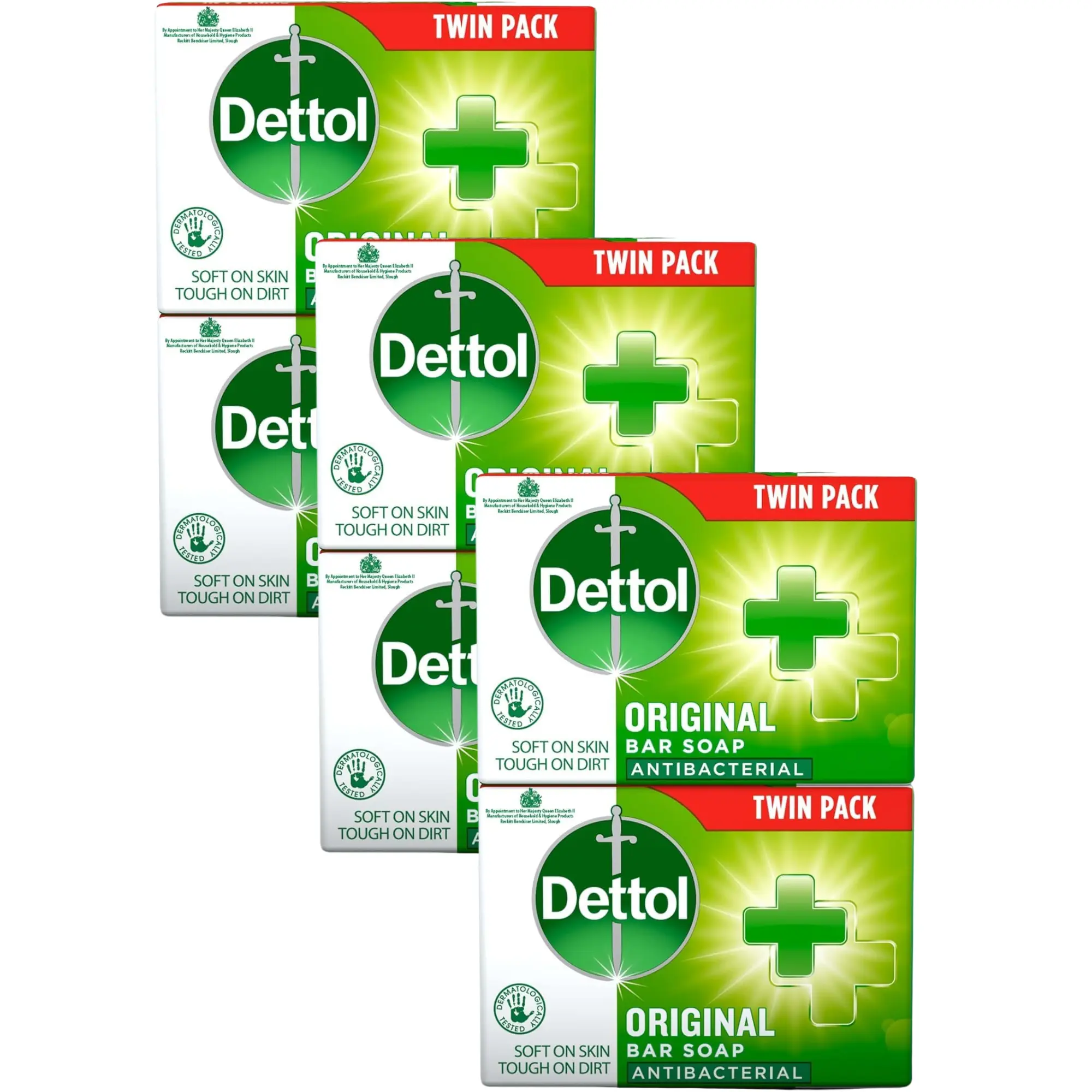 3 Twin Pack Dettol Soap Original Antibacterial Bar - 3 Twin Pack, 6 x 100g Each Body Care Body Wash