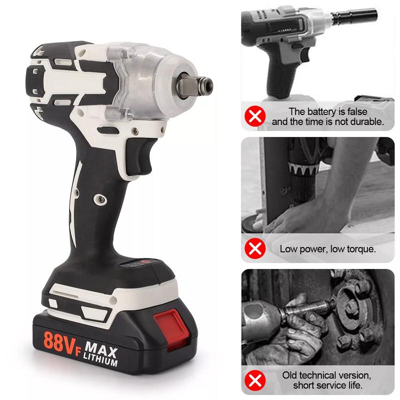 1000Nm 1/2" Cordless Electric Impact Wrench Drill Gun Ratchet Driver w/ Battery 8