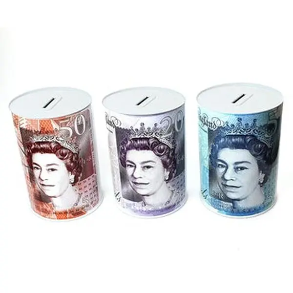MTM135 Medium Coin Money Tin Piggy Bank Money Savings Box 12cm x 16cm 2295 A W10  (Parcel Rate) Decor Ornaments