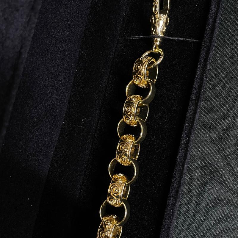 XXL Patterned Belcher Chain and Bracelet Gold Plated with Albert Clasp - 14k Gold Plated 24inch 4