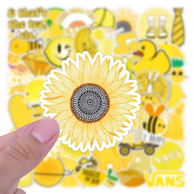 50 yellow VSCO pattern Graffiti stickers packs for Suitcase helmet speaker guitar waterproof pvc bottle 1