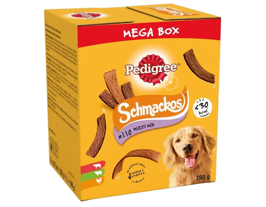 Schmackos Mega Pack 110 Strips Snacks, Dog Treat Multipack with Beef, Lamb and Poultry Flavours, 790 g (Pack of 1)