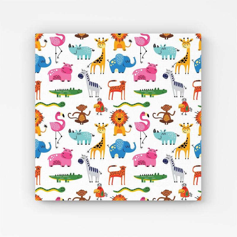 Hand Drawn Cartoon Animals Canvas 0