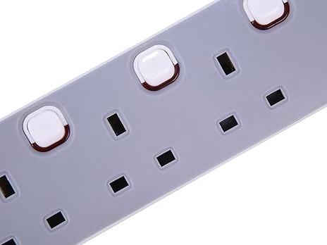 PRO ELEC (Pack of 2) Gray Electronic Extension Lead with 3 Gang 1 Metre Cable & 3 Pin Socket for Home, Office, Kitchen - Wall Mountable & Multi Socket Mains Strip 1