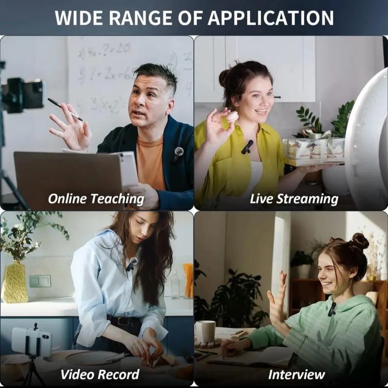 NEW Wireless Lavalier Microphone Audio Video Recording Mini Mic For iPhone and  Android Type C Laptop Live Gaming Mobile Phone Microphone Smartphone 3