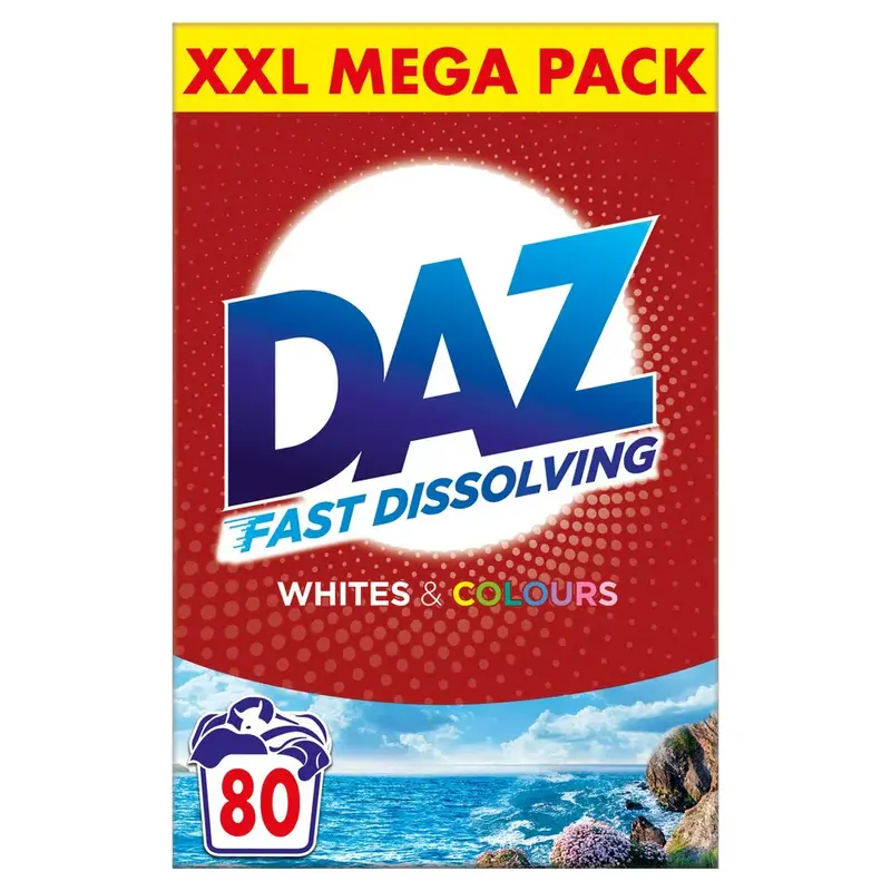 Daz Washing Powder for Whites & Colours 80 Washes 4kg Powerful Cleaner Bulk Buy Washing Machine Powder Detergent Box Household 0