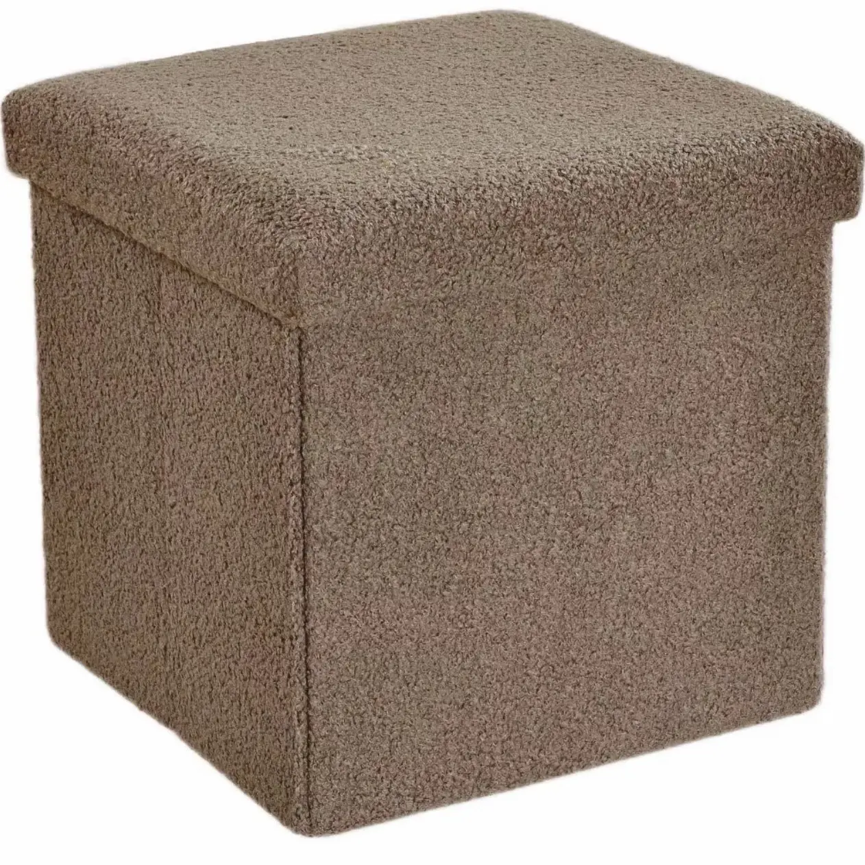 Teddy Boucle Storage Box with Lid - Foldable Available in 2 Sizes - Blush Pink, Silver, Black, White Organiser Decor
