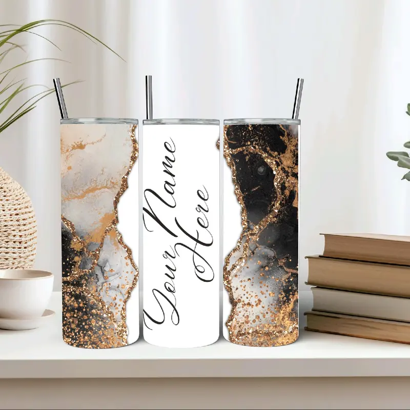 MBCUK Personalised Marble 20oz Insulated Tumbler Portable Drinkware 8