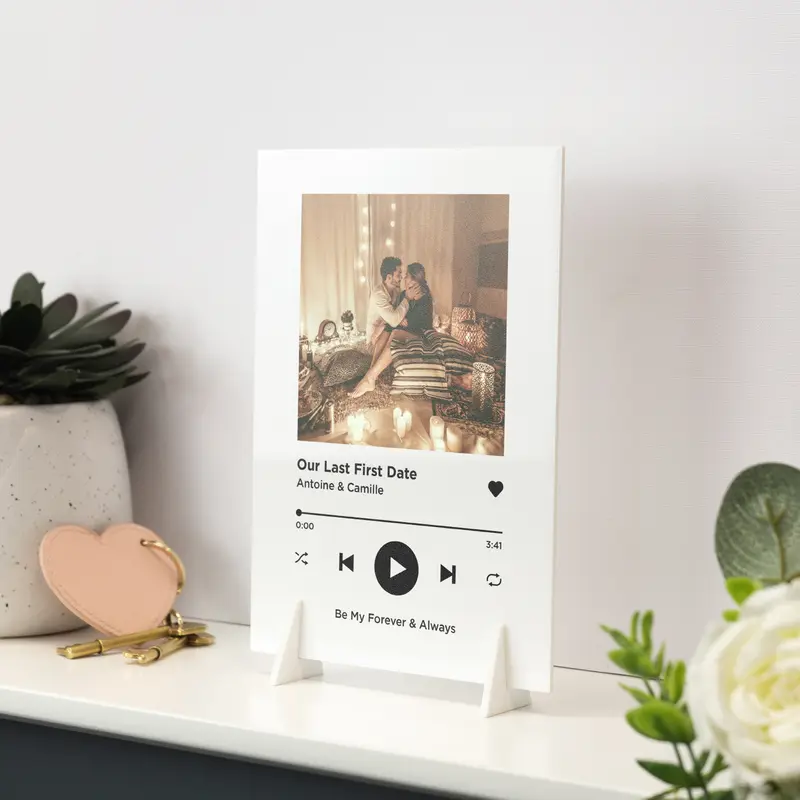 Personalised Song Plaque With Stand Music Plaque Playlist, Any Photo / Song Photo Music Gift 8