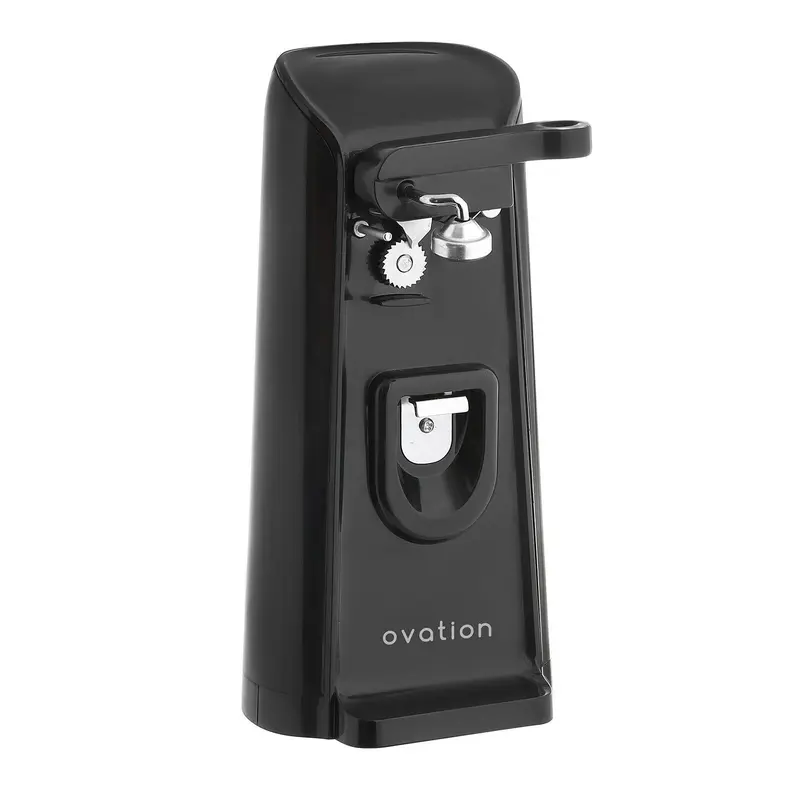 Electric Can Opener 3-in-1 – Bottle Opener, Knife Blade Sharpener & Electric Knife Compatible, 80W Black Ovation, Hands-Free Kitchen Gadget Detachable Food Prep 0