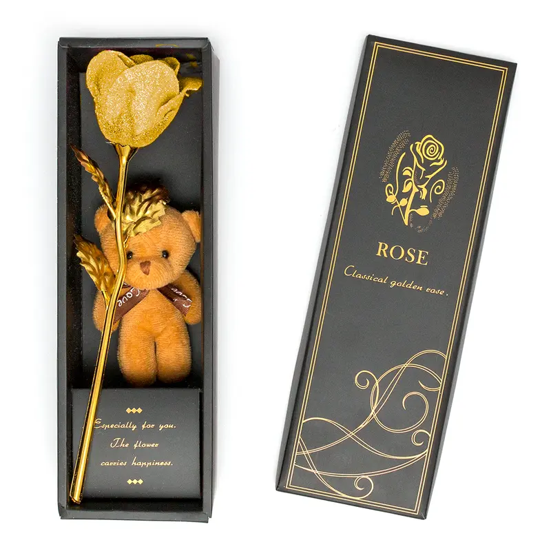 Romantic 24K Gold Galaxy Rose Flower Valentines Day Gift Crystal Rose With Box Birthday Wedding Colorful 1