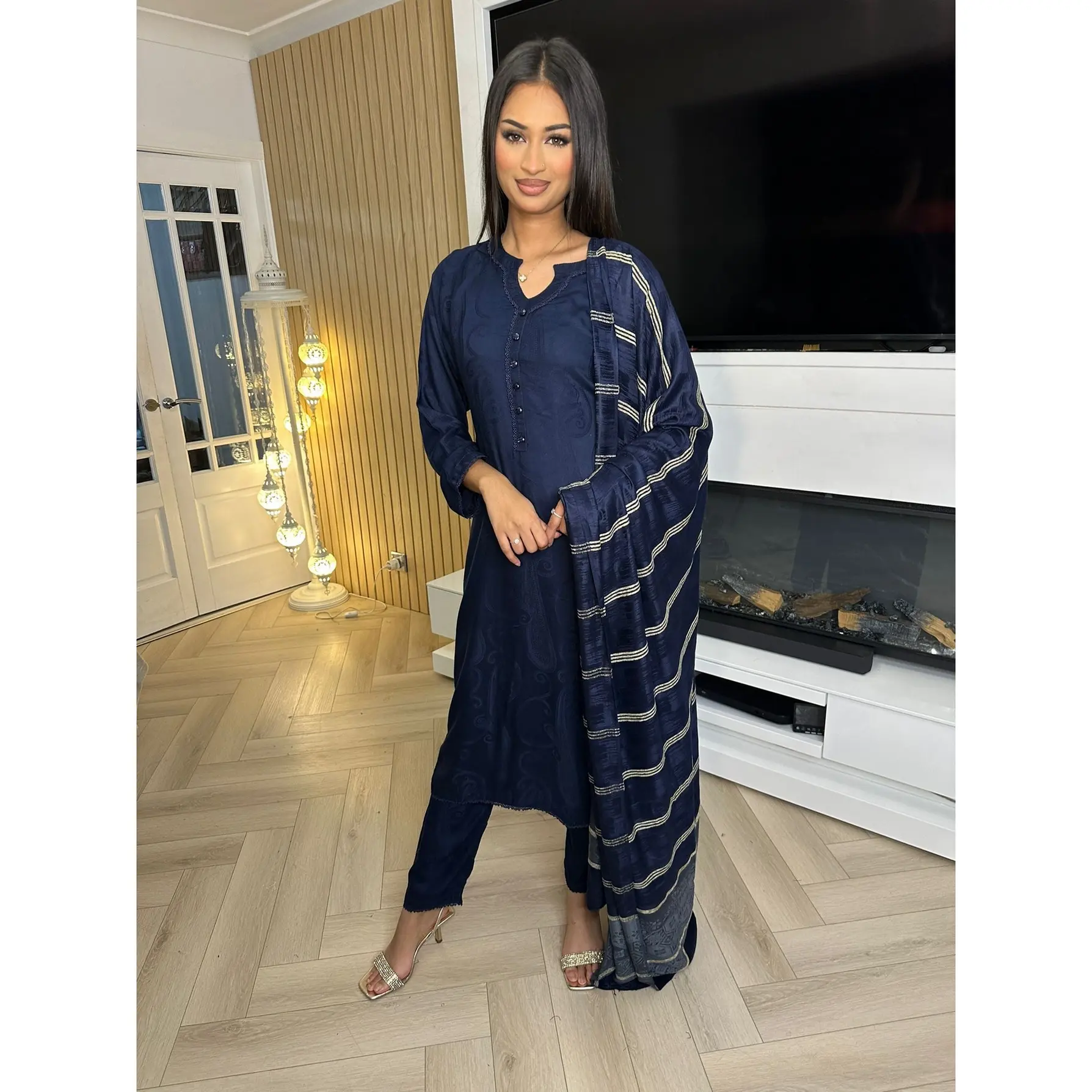 Reshma 3pc marina Suit With Shawl