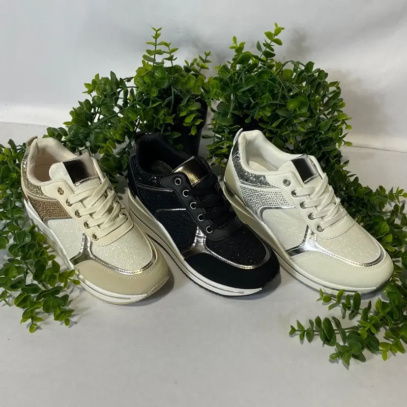 Women’s Wedge Bling Trainer - YD916, Comfortable Walking Shoes - Closed 2