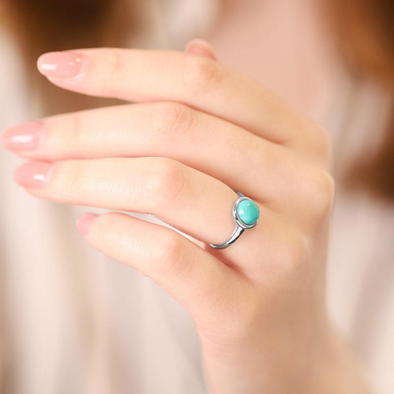 Silver rhodium plated ring with rec turquoise stone SRN6001.TQ 1