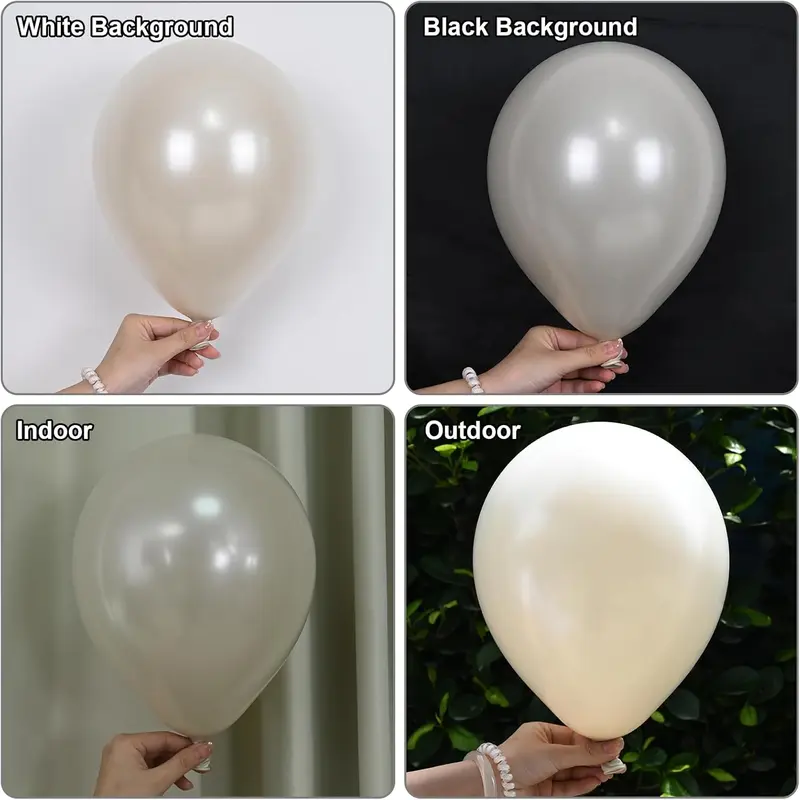Pearl White Sand Balloons Pearl Beige Balloons Arch Double-Stuffed White Balloon Different Sizes 18/12/10/5inch 61pcs Ivory Cream Balloons Garland for Wedding Birde to be Birthday Anniversary Decor 3