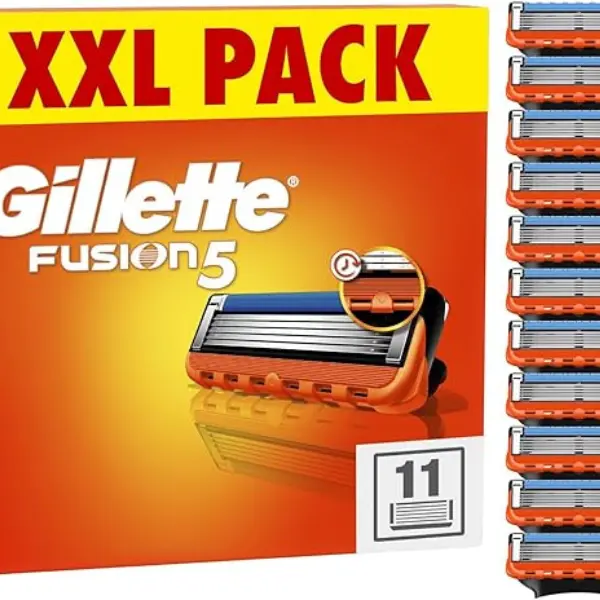 Gillette Fusion5 Razor Blades Men, Pack of 11 Razor Blade Refills with Precision Trimmer, 5 Anti-Friction Razor Blades