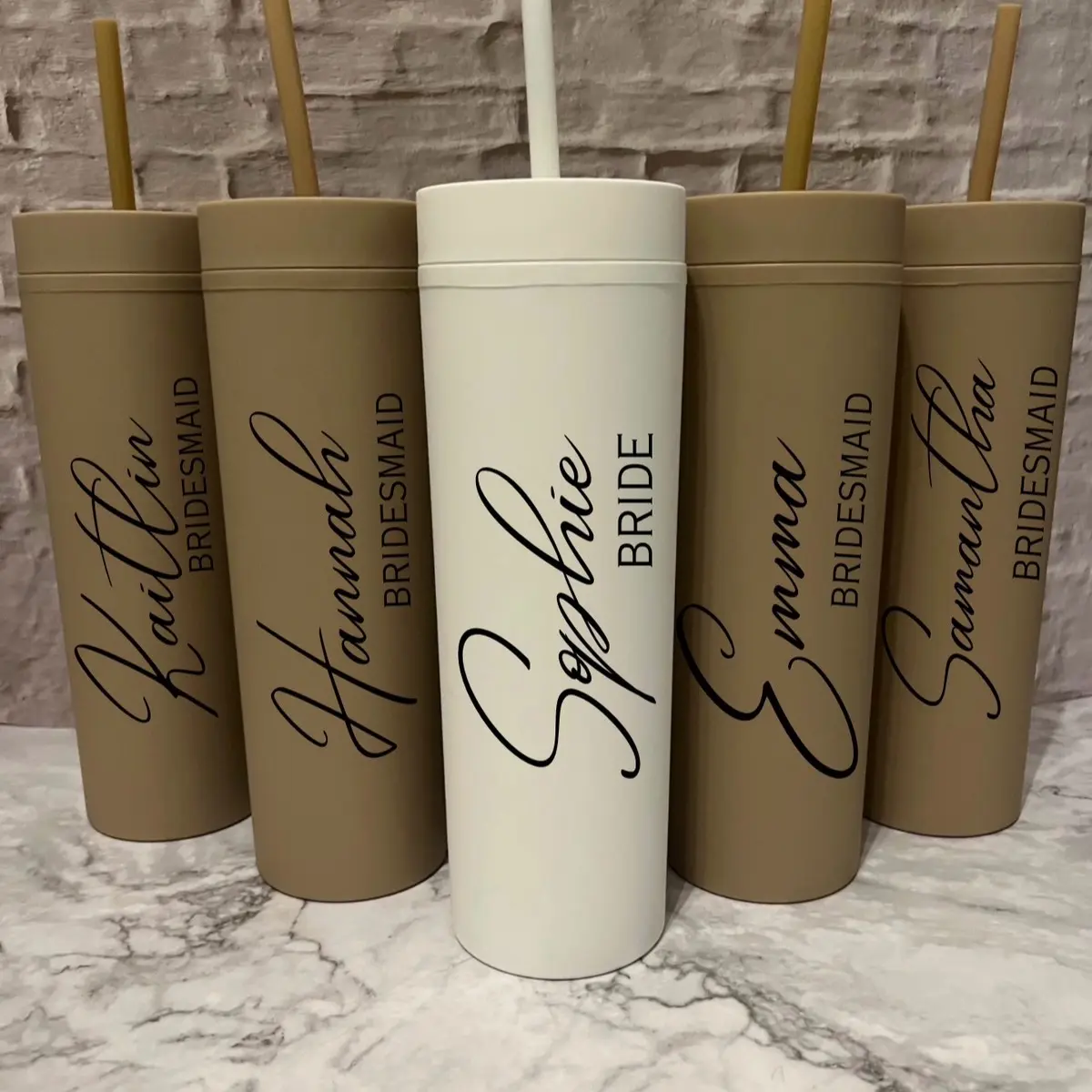 Personalised Matte Skinny Tumblers With Straw