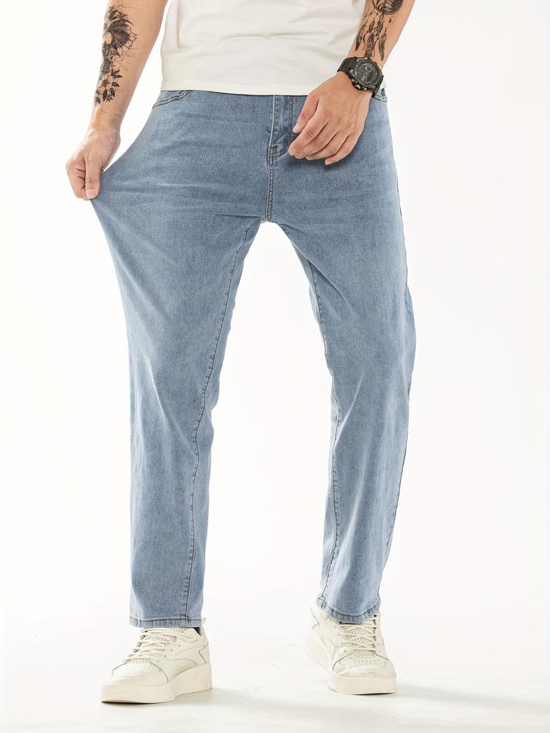 Product Introduction of Plus Size Men'S Denim Jeans, Stretchy Straight-Leg Trousers, Comfortable Casual Pants Suitable for All Seasons, Simple And Versatile Men'S Business Pants. 4