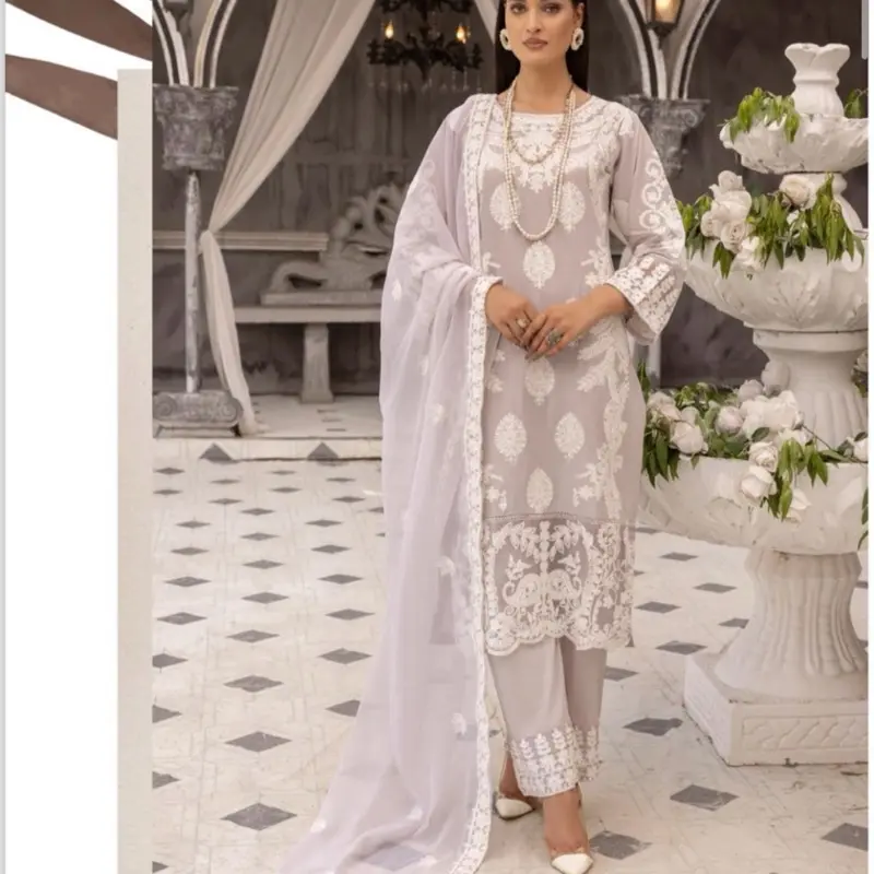 Riwaaz cambric cotton with embroidery work
