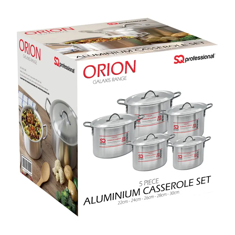 5 PC Aluminium Casserole Cooking Pots Soup Pots Cookware 5Pc Set Handles Oil Frying Pasta Aesthetic Kitchen With Lid Stockpot Kitchen, Home 5