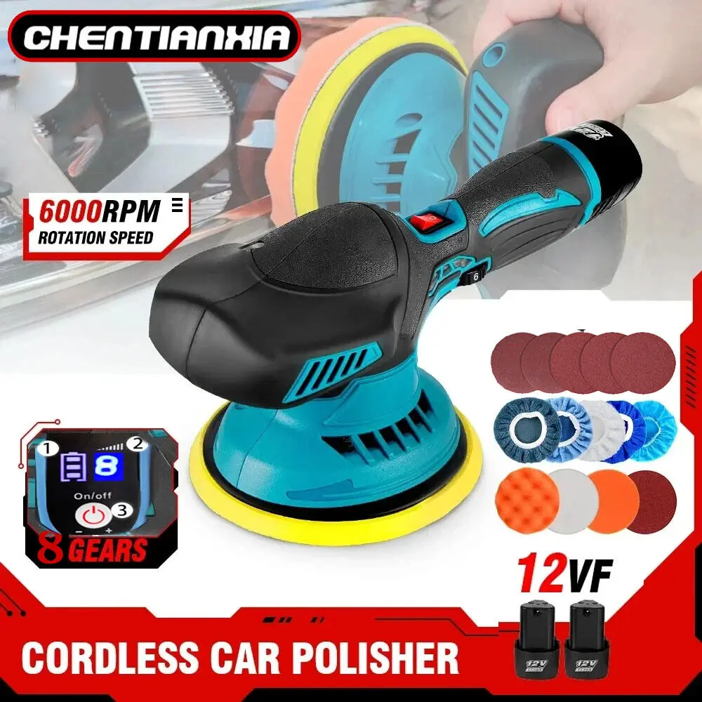 5'' Cordless Rotary Car Polisher Buffer Sander Machine For Makita 2 Batteries