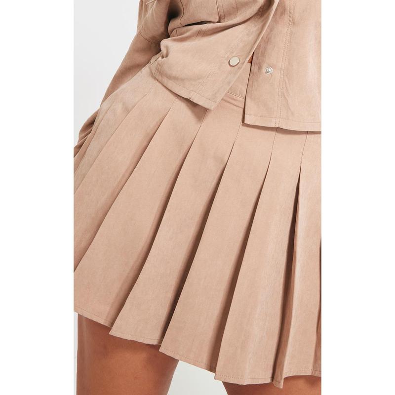 Plus Sand Pleated Belt Loop Detail Mini Skirt 4