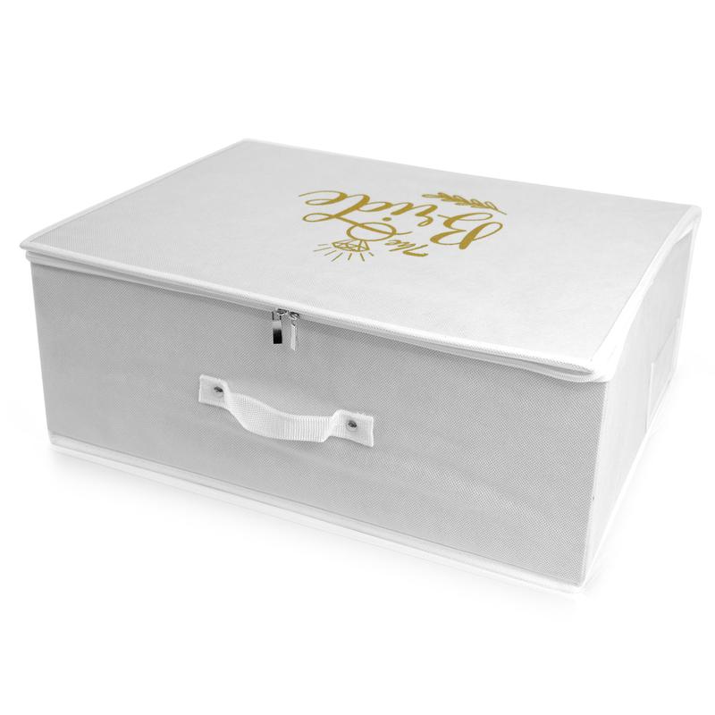 WEDCOVA UK White Personalised Wedding Dress Travel Box Breathable Bridal Dress Medium Size Storage Box Flight Cabin Size Fabric Box… 2
