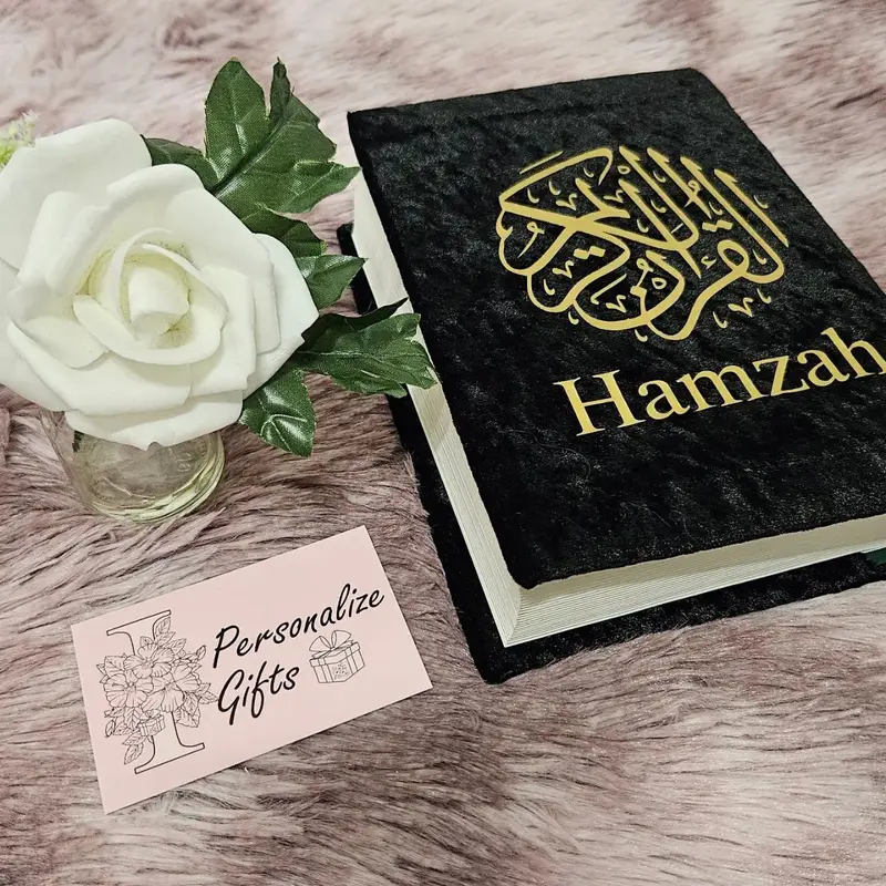 Personalised Qur'aan Cover With Or Without 13 Line Quran Protection Case Removable Velvet Cloth For Qur'an Madressah Madresa Wedding Nikah Ramadhan Ramadan Mubarak Eid Gifts 4