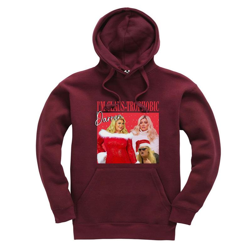 I'm claus-traphobic Darren Gemma Collins meme Hoodie hooded jumper Christmas Xmas Festive Novelty Trending meme 3