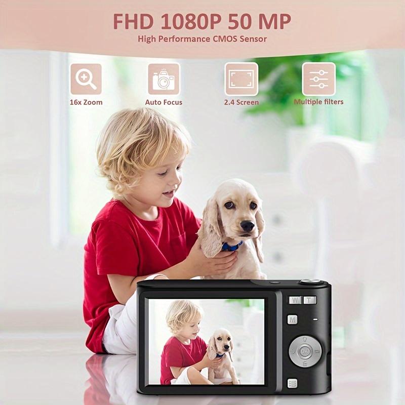Upgraded Digital Camera, Auto Focus 50 Megapixel FHD 1080P Kids Camera with 16x Zoom Anti-Shake, Compact Camera for Kids Students Children Girls Boys, Kids Camera with 32GB SD Card 2