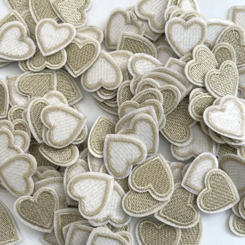 5/10pcs Golden Heart Embroidery Patches, Iron-On/Sew-On Appliques For DIY Clothing And Fabric Crafts Embroidery Kit Sewing Accessories 8