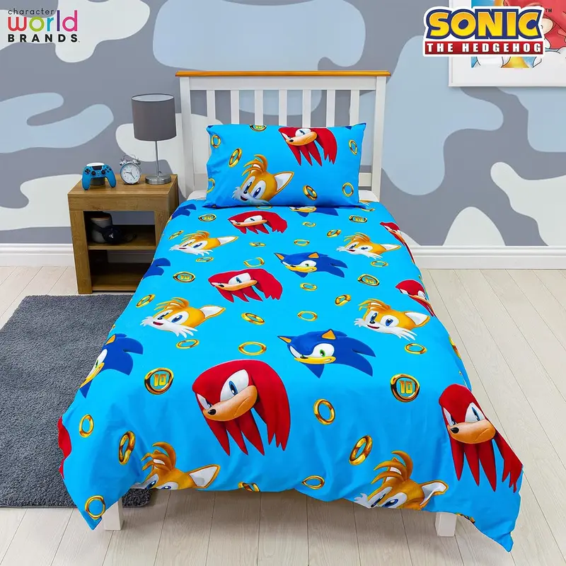 Sonic The Hedgehog Official Speed Design Single Duvet Cover Set | Reversible 2 Sided Bedding Including Matching Pillow Case, Blue 3