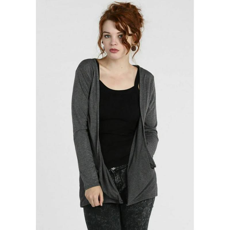 Womens Girls Long Sleeve Ladies Boyfriend Cardigan TOP Open Pocket UK Plus 8-26 1
